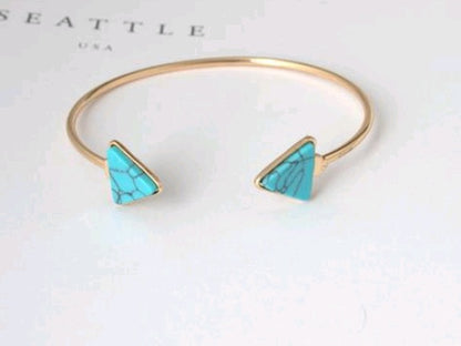 Marbled Triangle Turquoise Bracelet Personality Alloy Bracelet