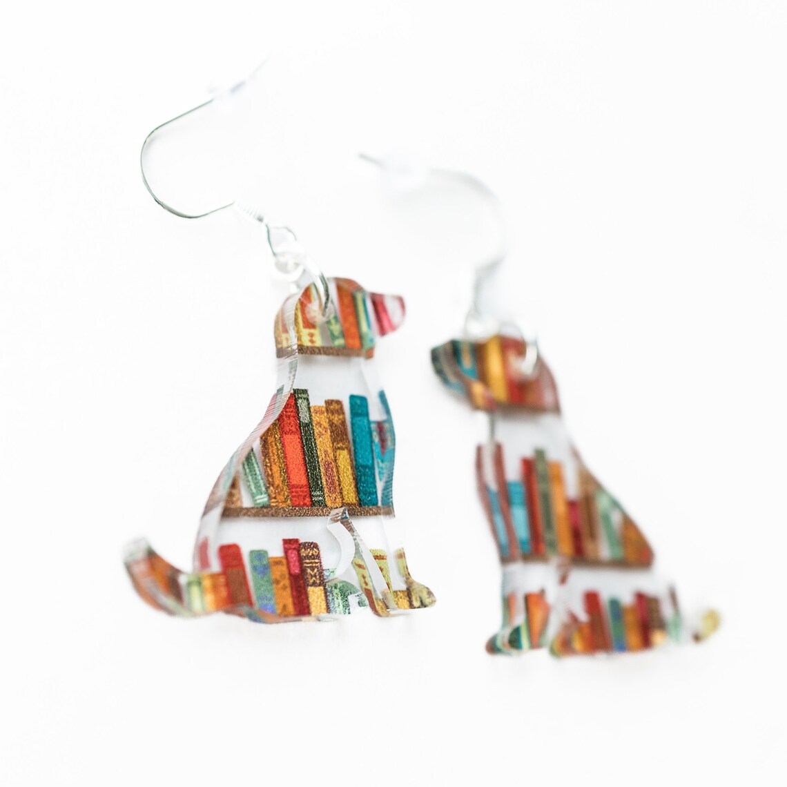 Fashion Jewelry Cat Bookshelf Classic Animal Acrylic Earrings