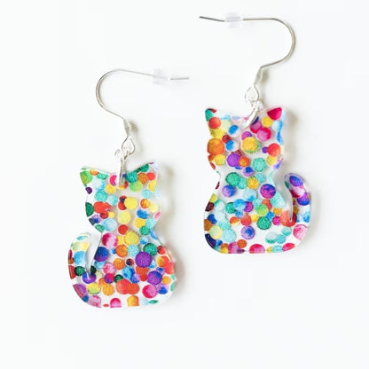 Fashion Jewelry Cat Bookshelf Classic Animal Acrylic Earrings